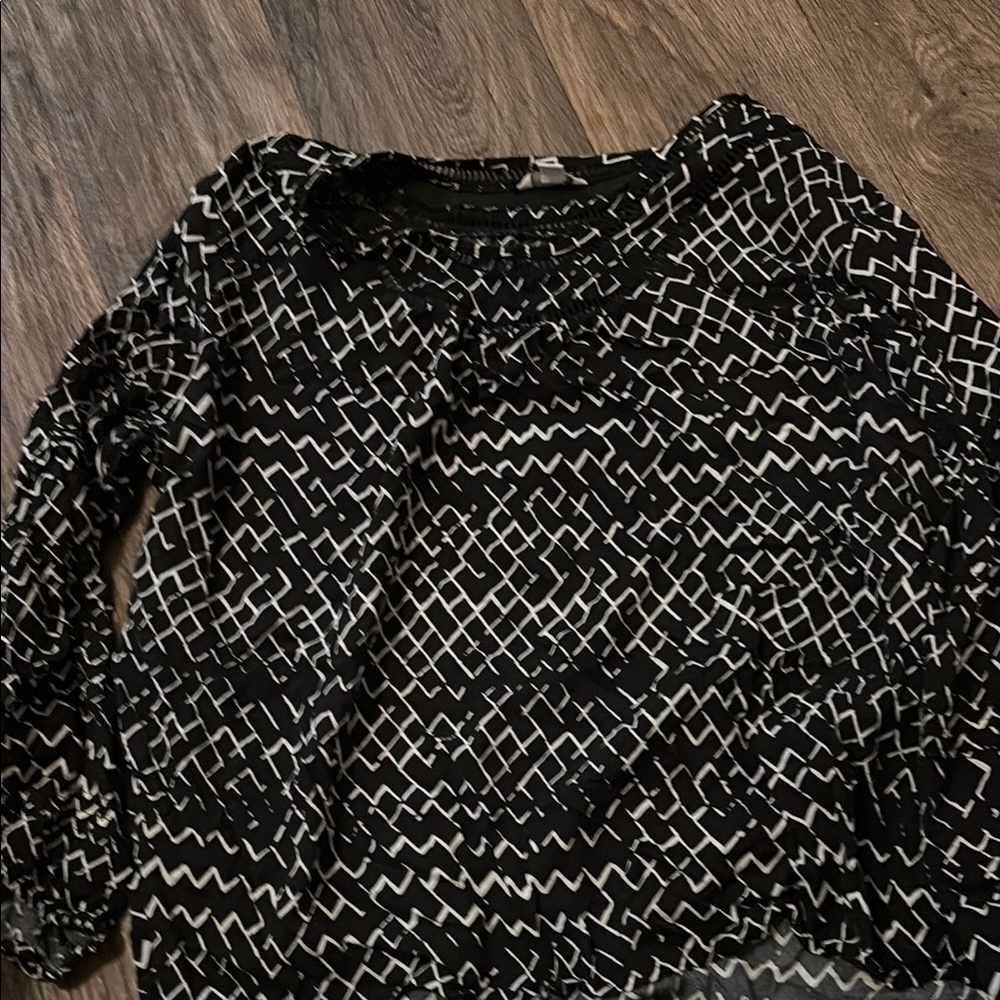 Cato Black and White Geometric Blouse